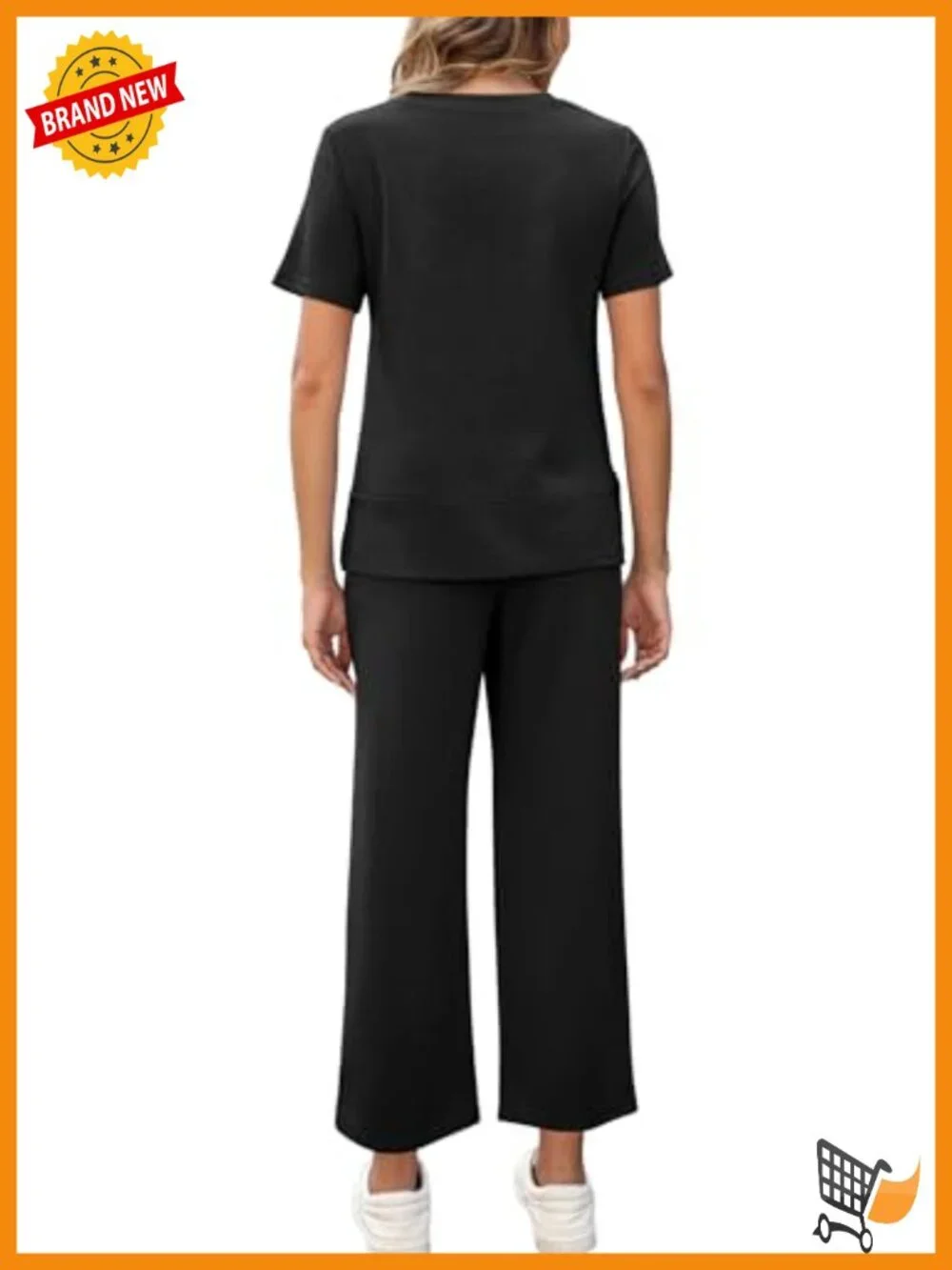 Side Slit Lounge Set - 2 Piece Wide Leg Tracksuit with Pockets - Picture 4 of 6